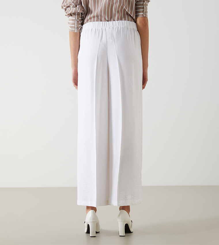 Elastic Waist Wide Leg Trousers