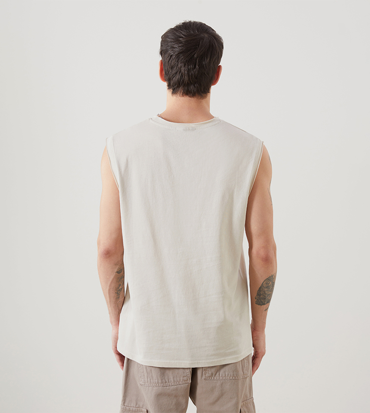 Solid Crew Neck Sleeveless T-Shirt