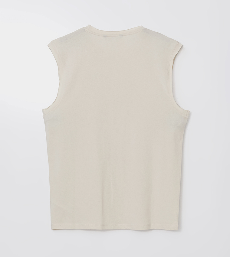 Solid Crew Neck Sleeveless T-Shirt