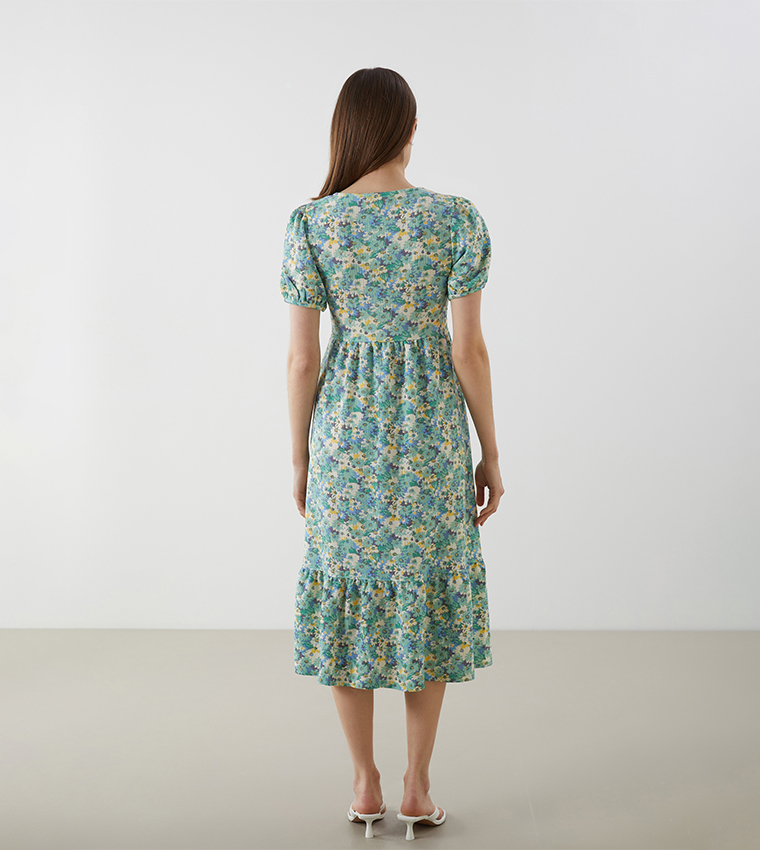 Floral V-Neck Midi Dress