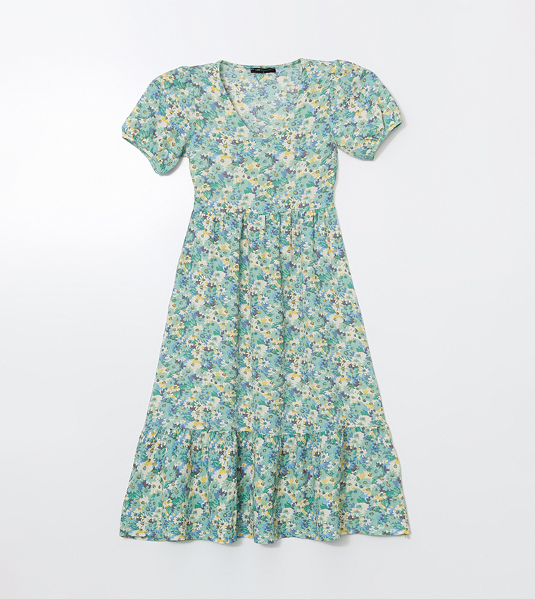 Floral V-Neck Midi Dress