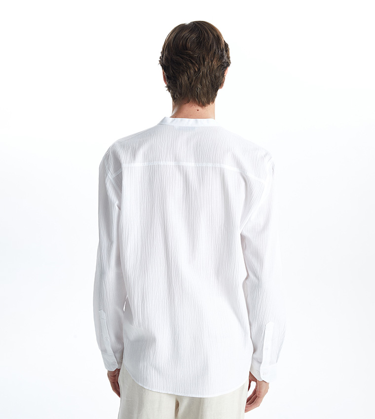 Textured Mandarin Collar Shirt