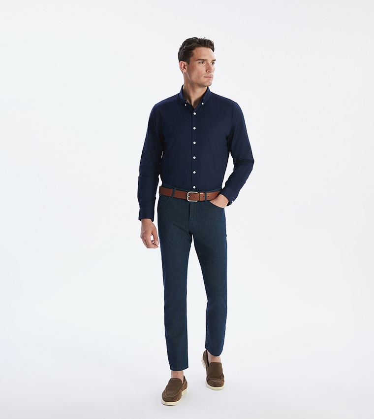 Solid Long Sleeves Oxford Shirt
