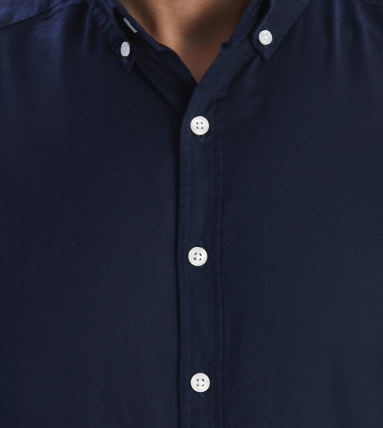 Solid Long Sleeves Oxford Shirt
