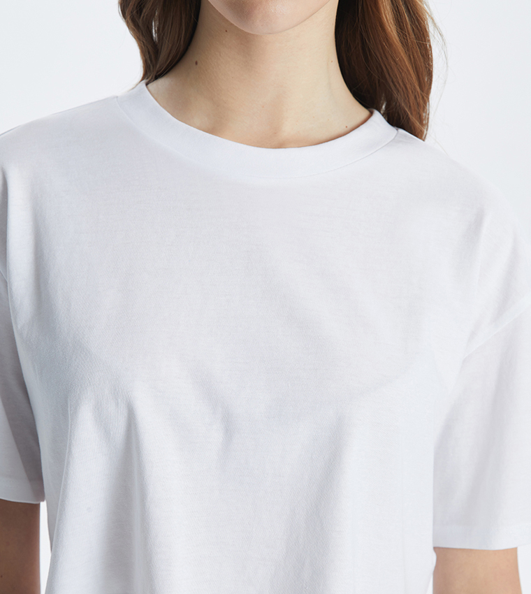 Solid Short Sleeves Crop T-Shirt