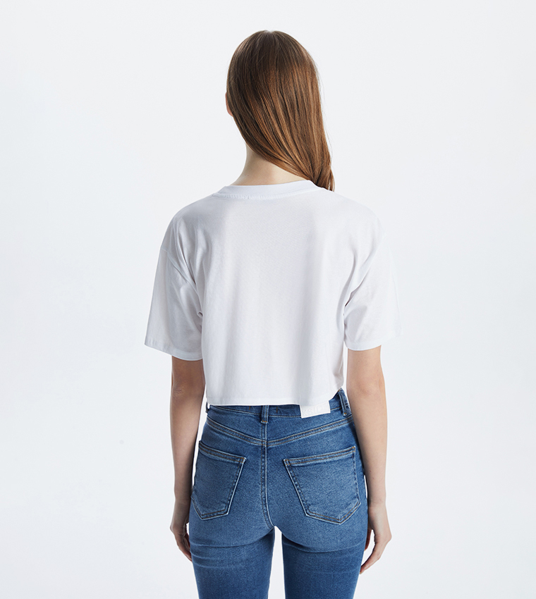 Solid Short Sleeves Crop T-Shirt