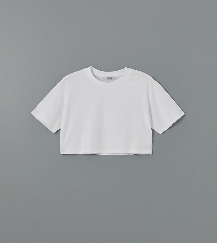 Solid Short Sleeves Crop T-Shirt