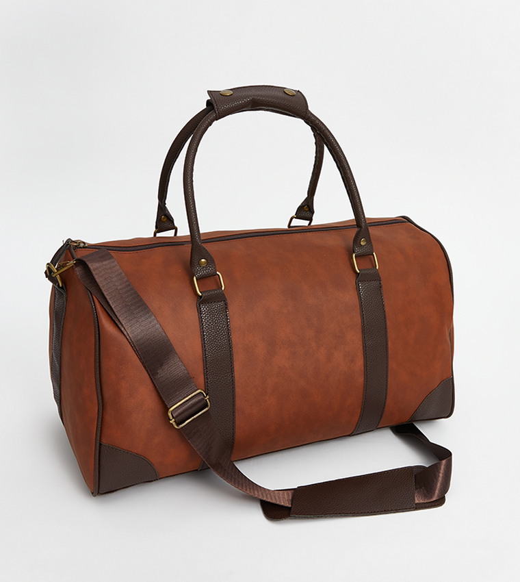 Faux Suede Gym Duffle Bag