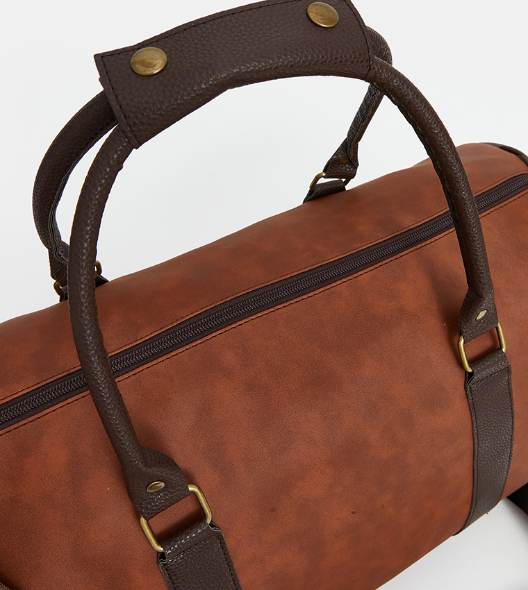 Faux Suede Gym Duffle Bag