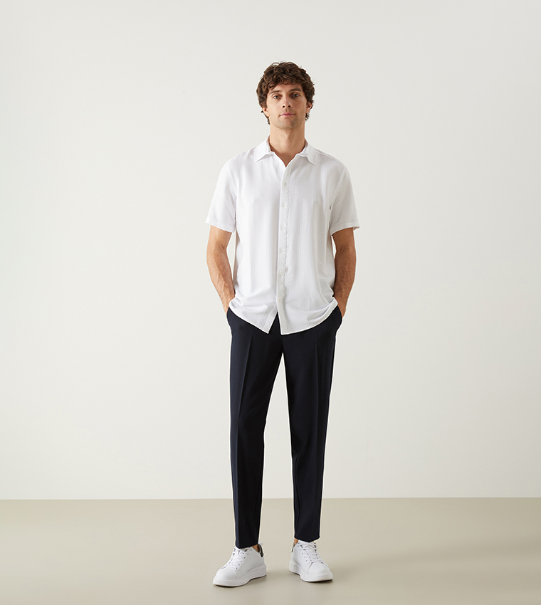 Textured Short Sleeves Shirt