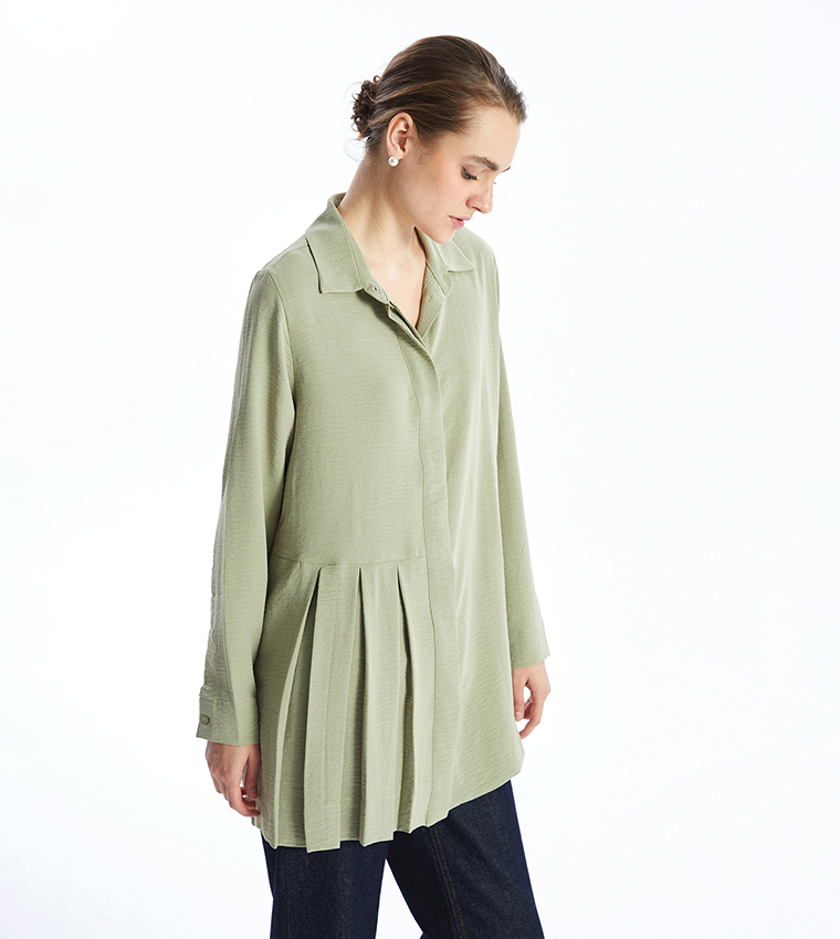 Textured Long Sleeves Tunic Shirt
