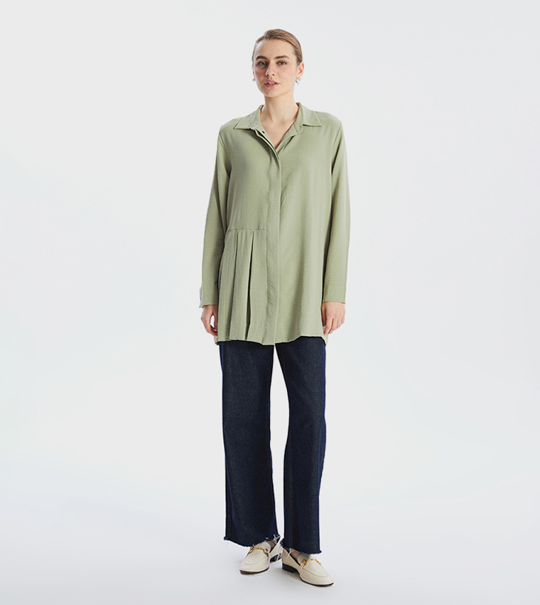 Textured Long Sleeves Tunic Shirt