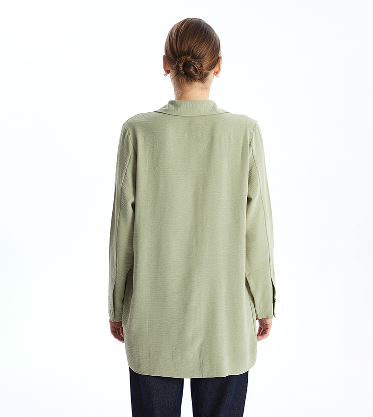 Textured Long Sleeves Tunic Shirt