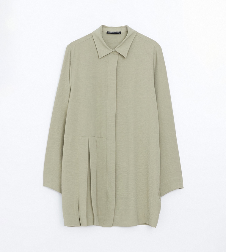 Textured Long Sleeves Tunic Shirt