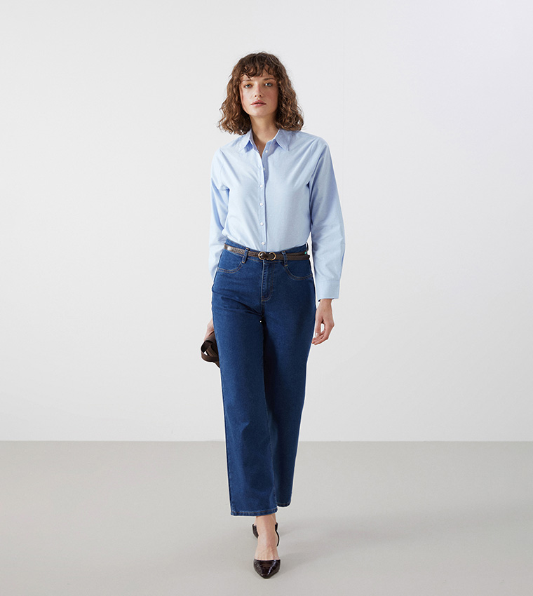 Solid Long Sleeves Oxford Shirt