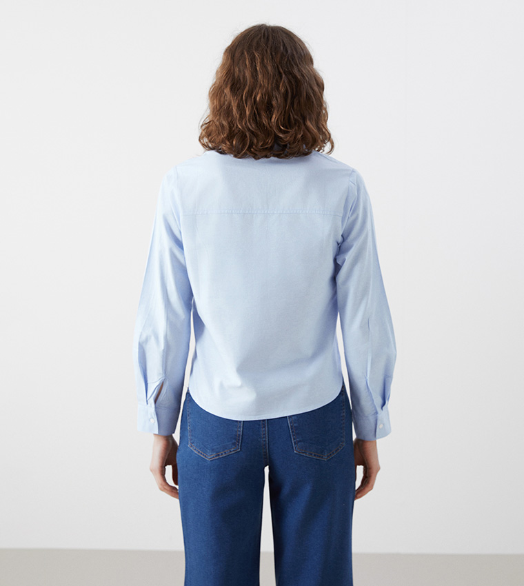 Solid Long Sleeves Oxford Shirt