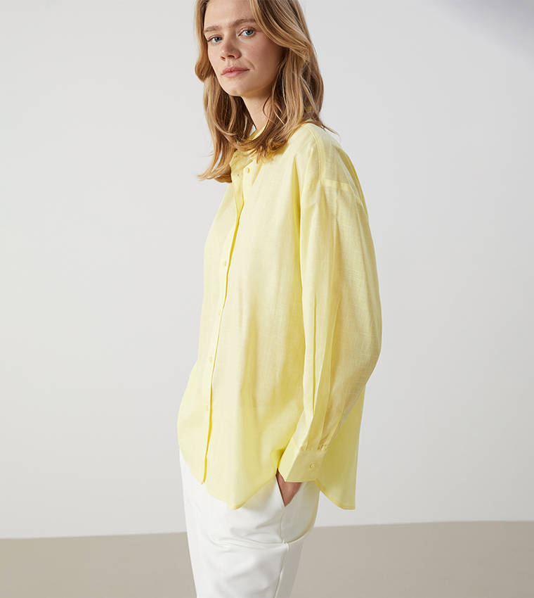 Solid Long Sleeves Oversized Shirt