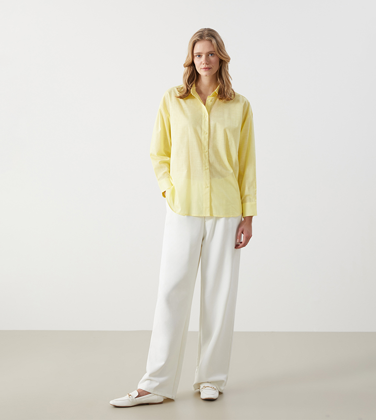 Solid Long Sleeves Oversized Shirt