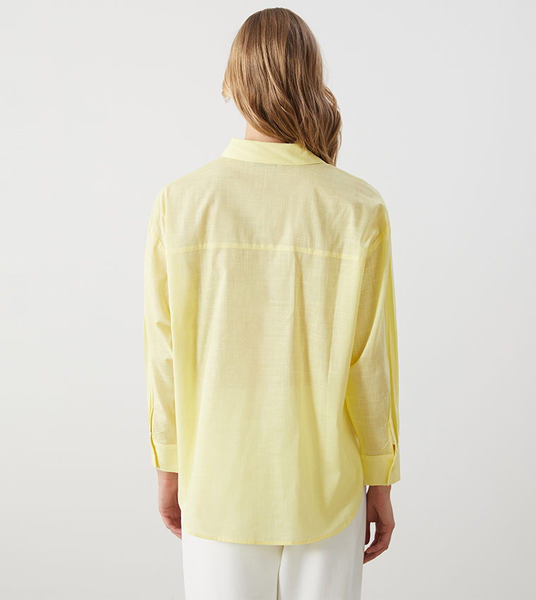 Solid Long Sleeves Oversized Shirt