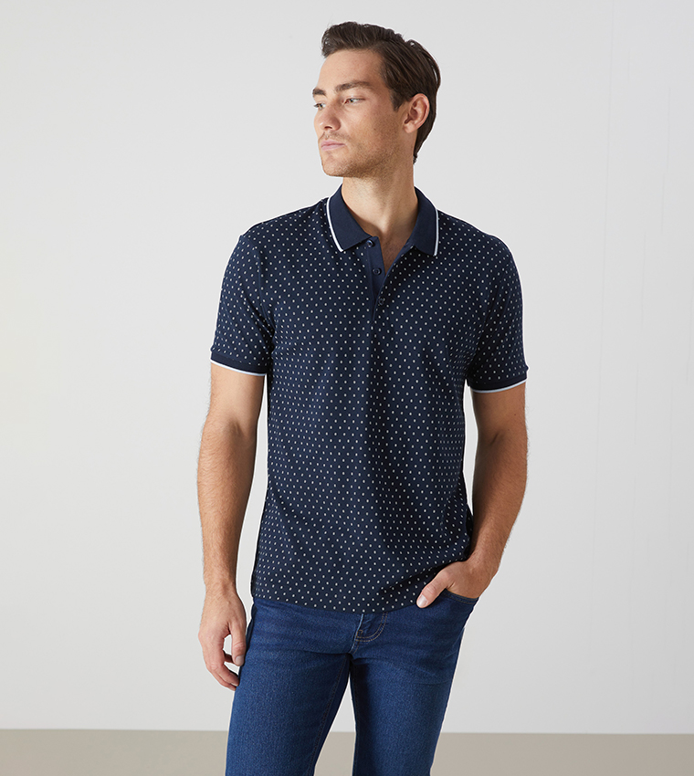 Patterned Short Sleeves Polo T-Shirt