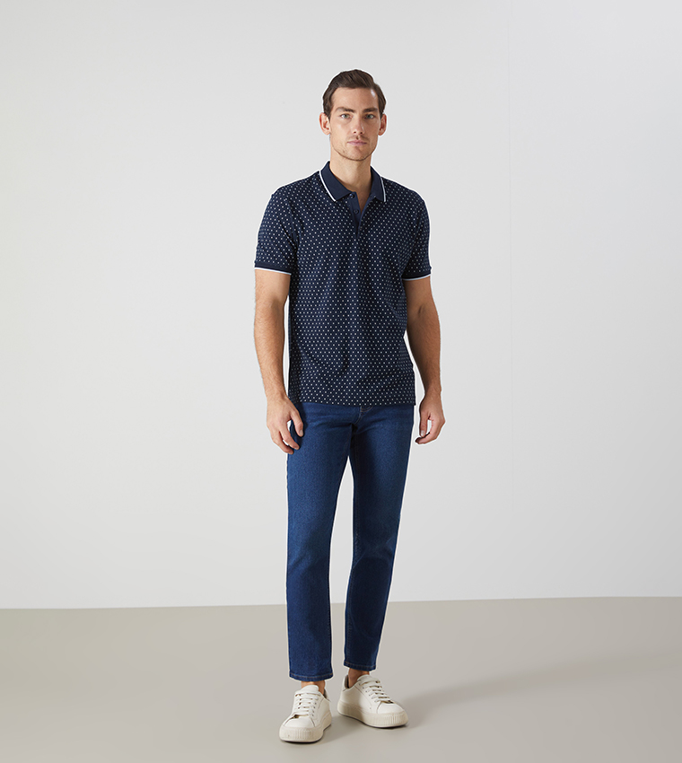 Patterned Short Sleeves Polo T-Shirt
