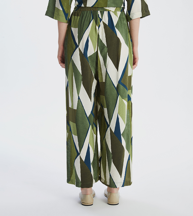 Patterned Wide Leg Pants