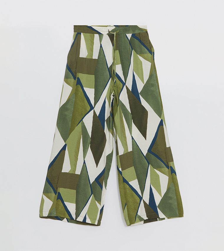Patterned Wide Leg Pants