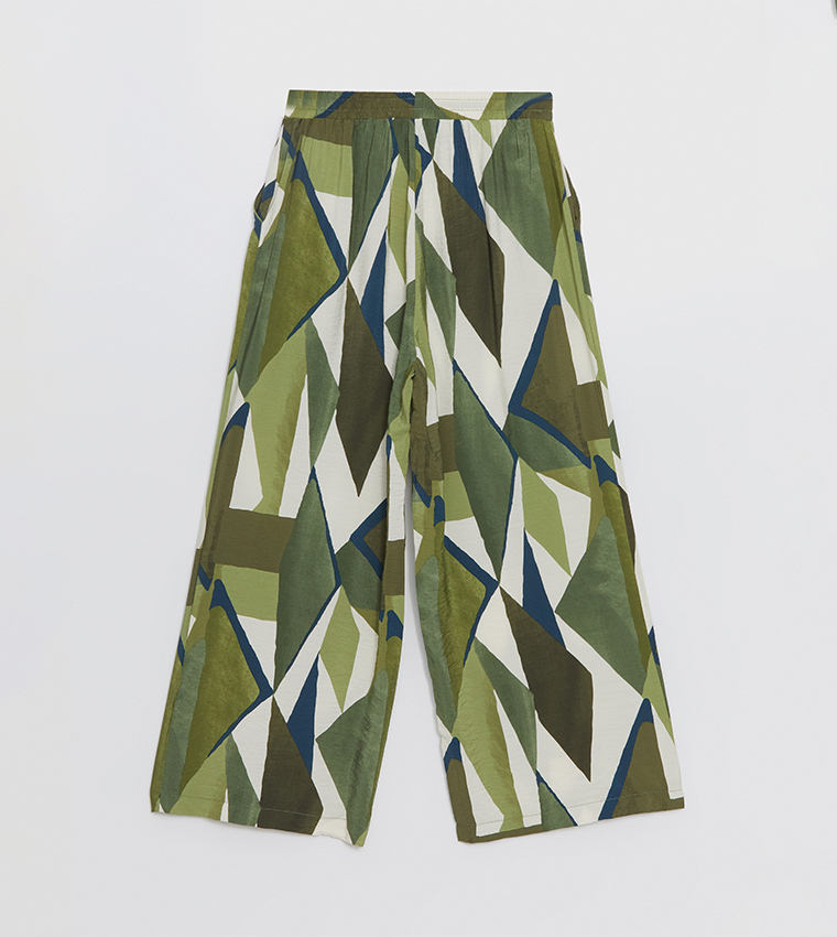 Patterned Wide Leg Pants