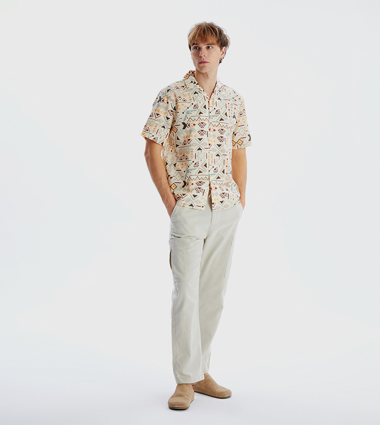 Patterned Revere Collar Shirt