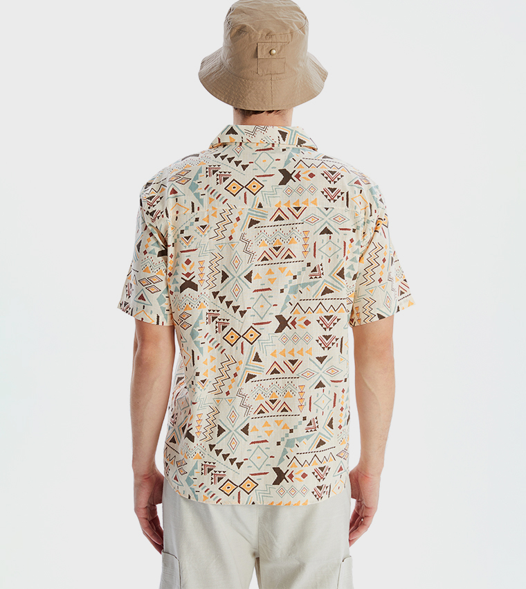 Patterned Revere Collar Shirt