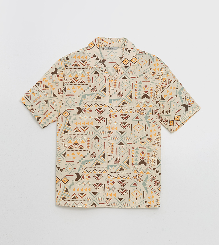 Patterned Revere Collar Shirt