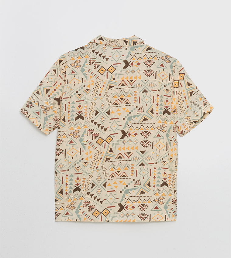 Patterned Revere Collar Shirt