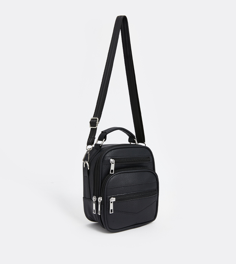 Textured Zippered Reporter Bag