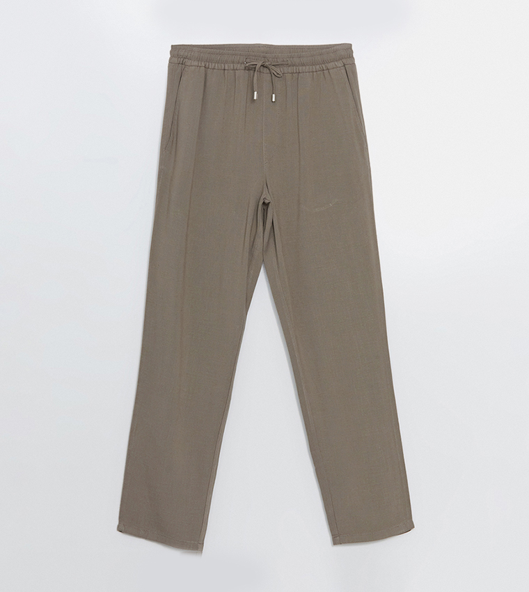 Standard Fit Linen Blend Trousers