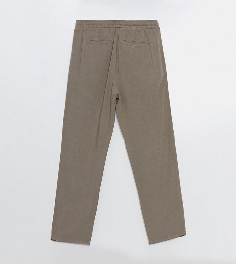 Standard Fit Linen Blend Trousers