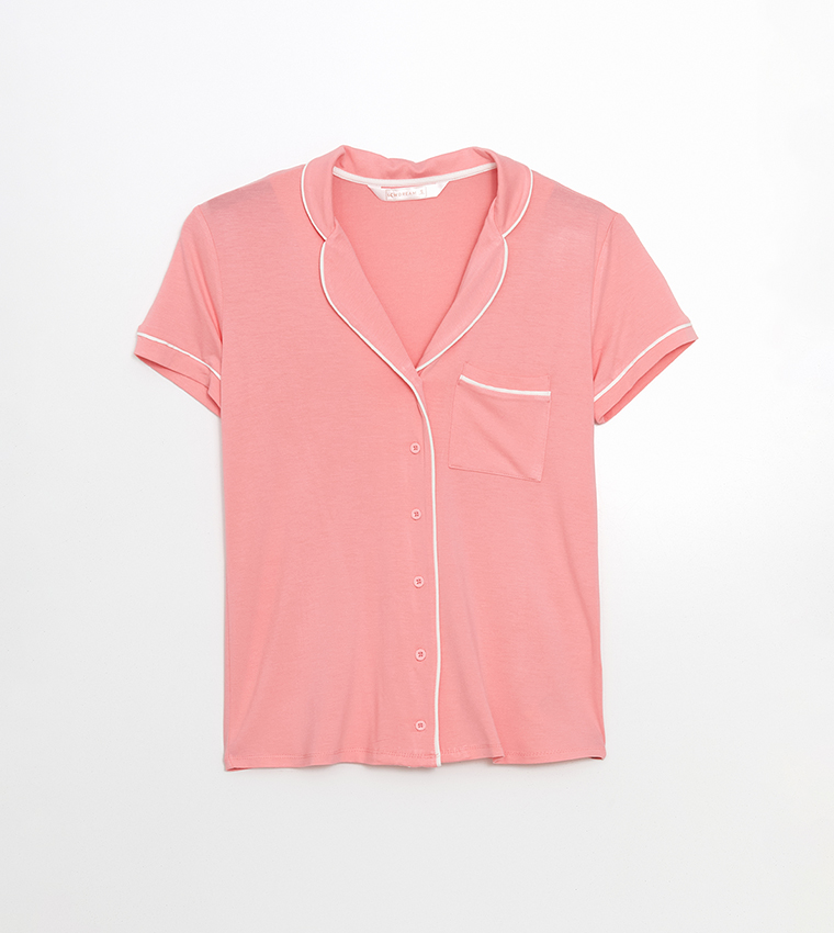 Contrast Tipping Short Sleeves Shorty Pyjama Set