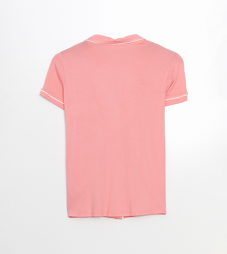 Contrast Tipping Short Sleeves Shorty Pyjama Set