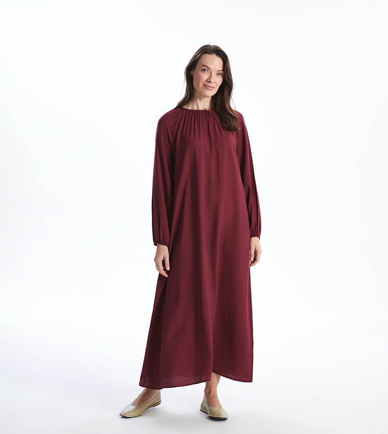 Solid Long Sleeves Maxi Dress