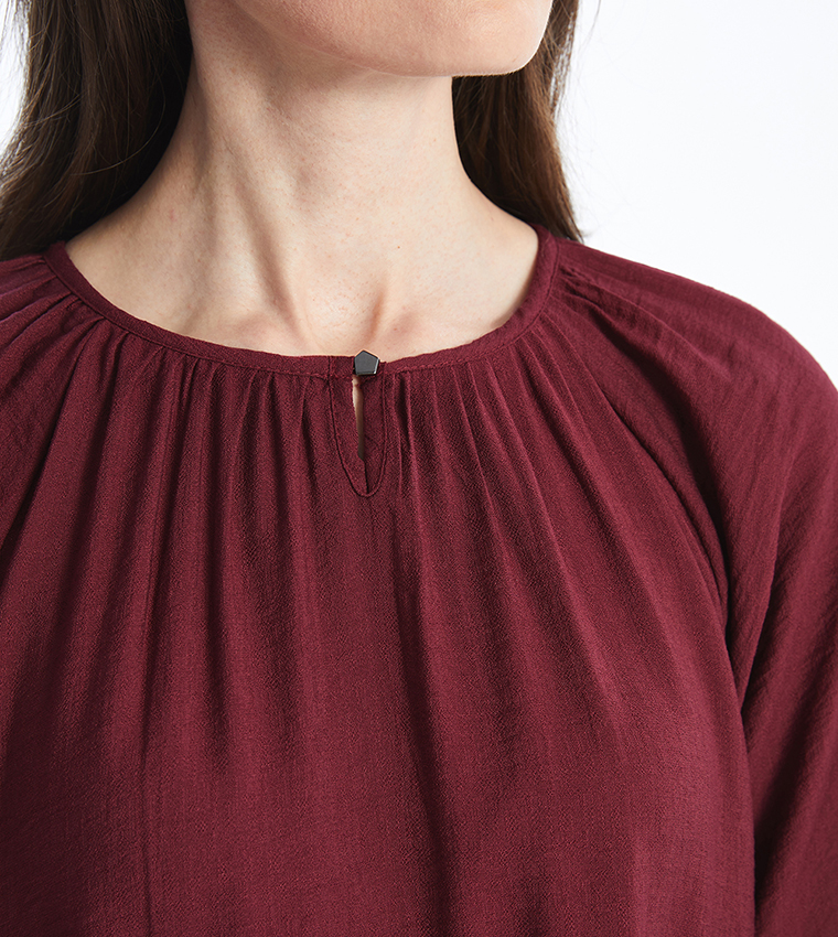 Solid Long Sleeves Maxi Dress