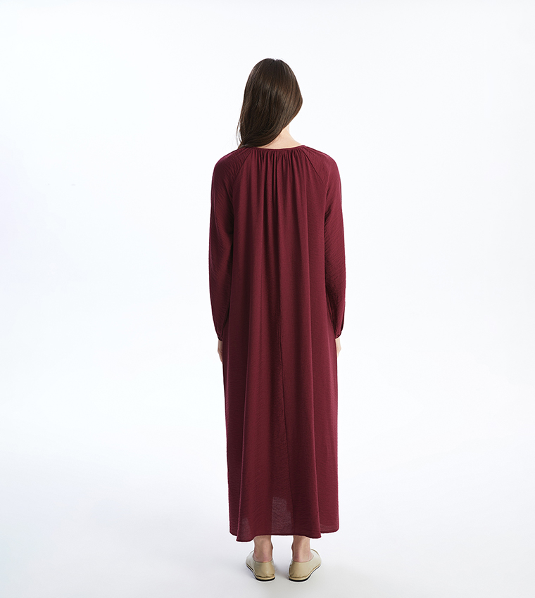 Solid Long Sleeves Maxi Dress