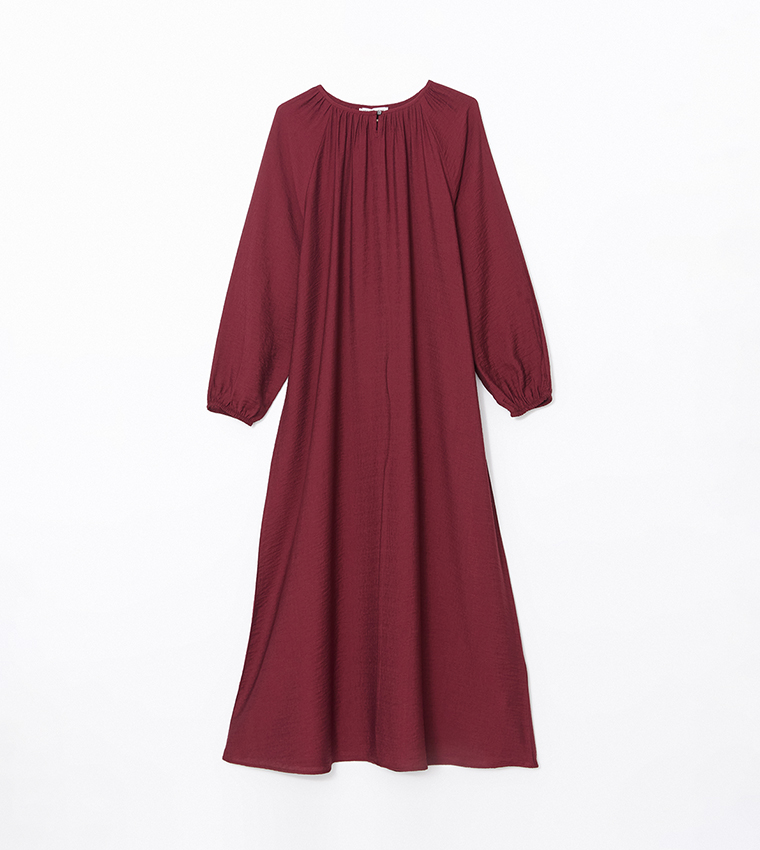 Solid Long Sleeves Maxi Dress