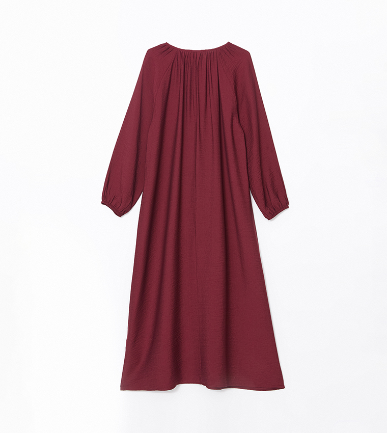 Solid Long Sleeves Maxi Dress