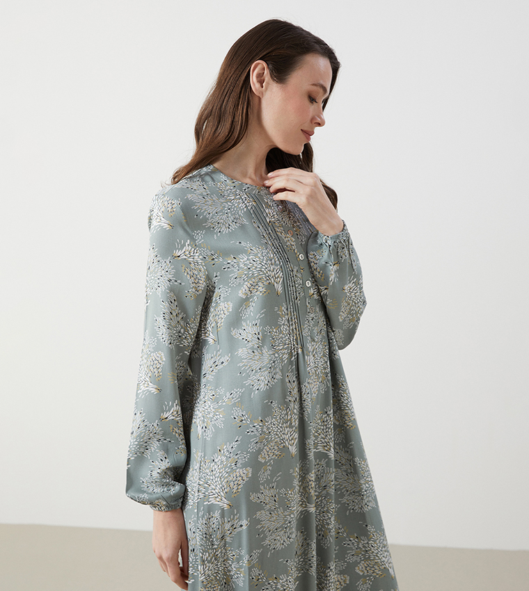 Floral Print Long Sleeves Midi Dress