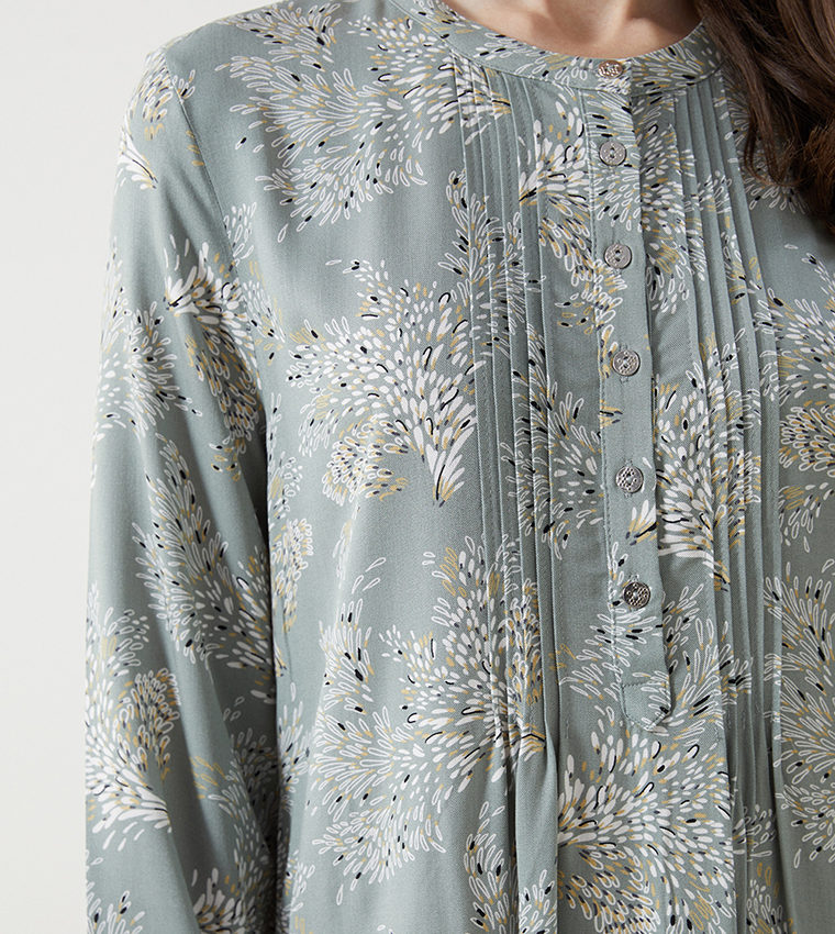 Floral Print Long Sleeves Midi Dress