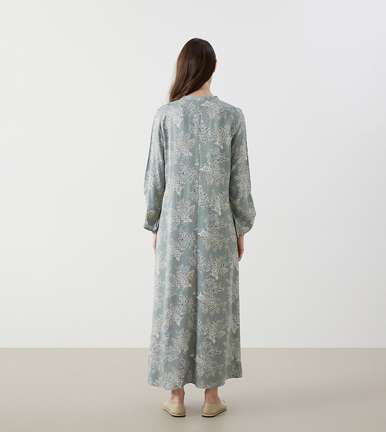 Floral Print Long Sleeves Midi Dress