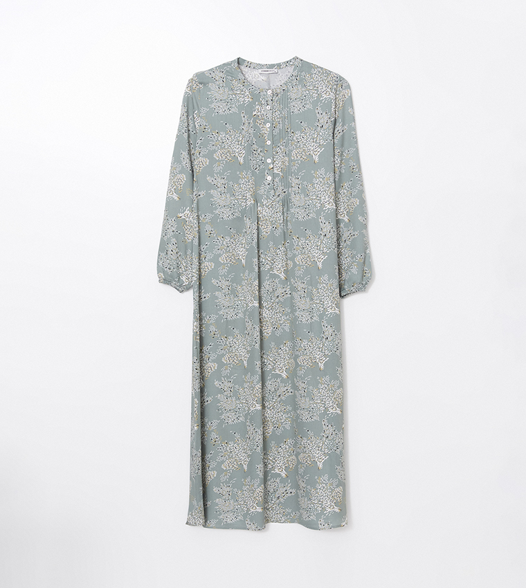 Floral Print Long Sleeves Midi Dress