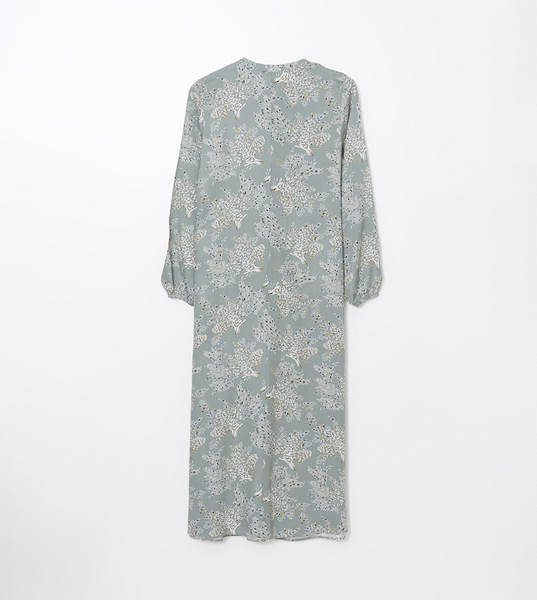 Floral Print Long Sleeves Midi Dress