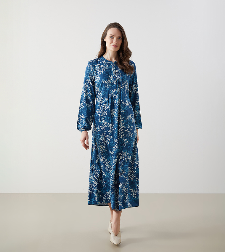 Floral Print Long Sleeves Midi Dress