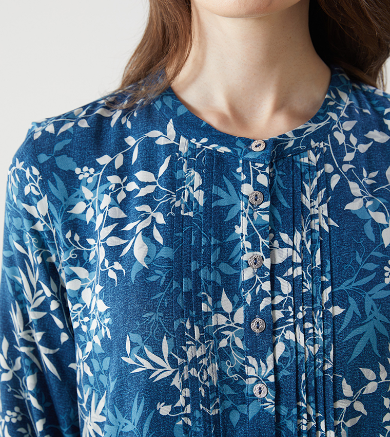Floral Print Long Sleeves Midi Dress