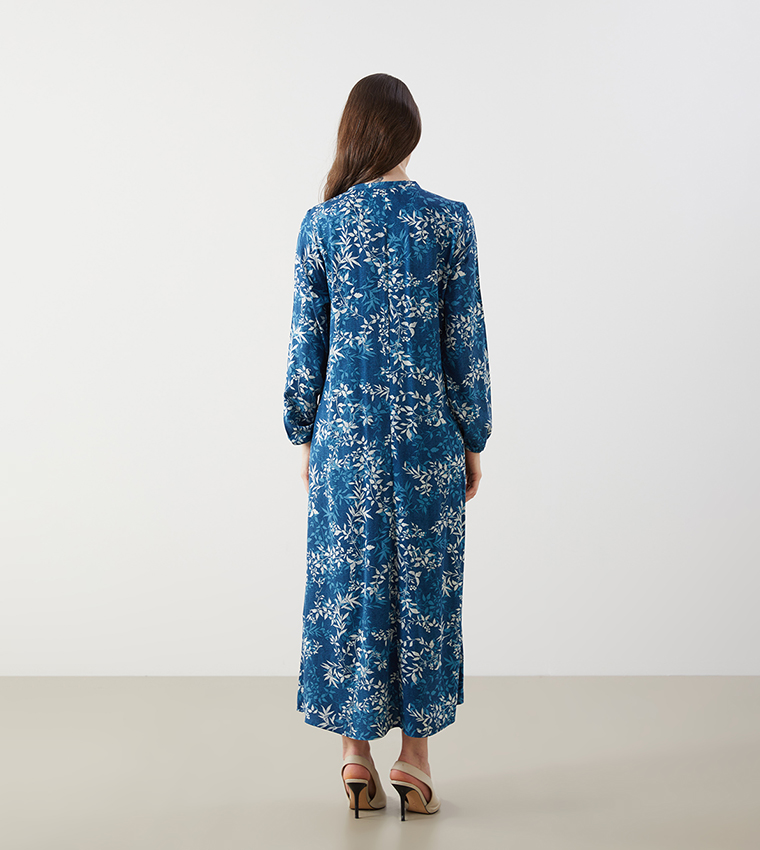 Floral Print Long Sleeves Midi Dress
